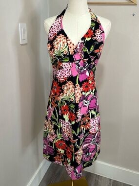 Vintage Lilly Pulitzer White Label Floral Dress Black Flower Market Size  10
